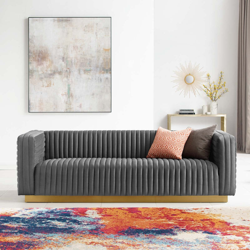 Sutton Grey Tufted Sofa